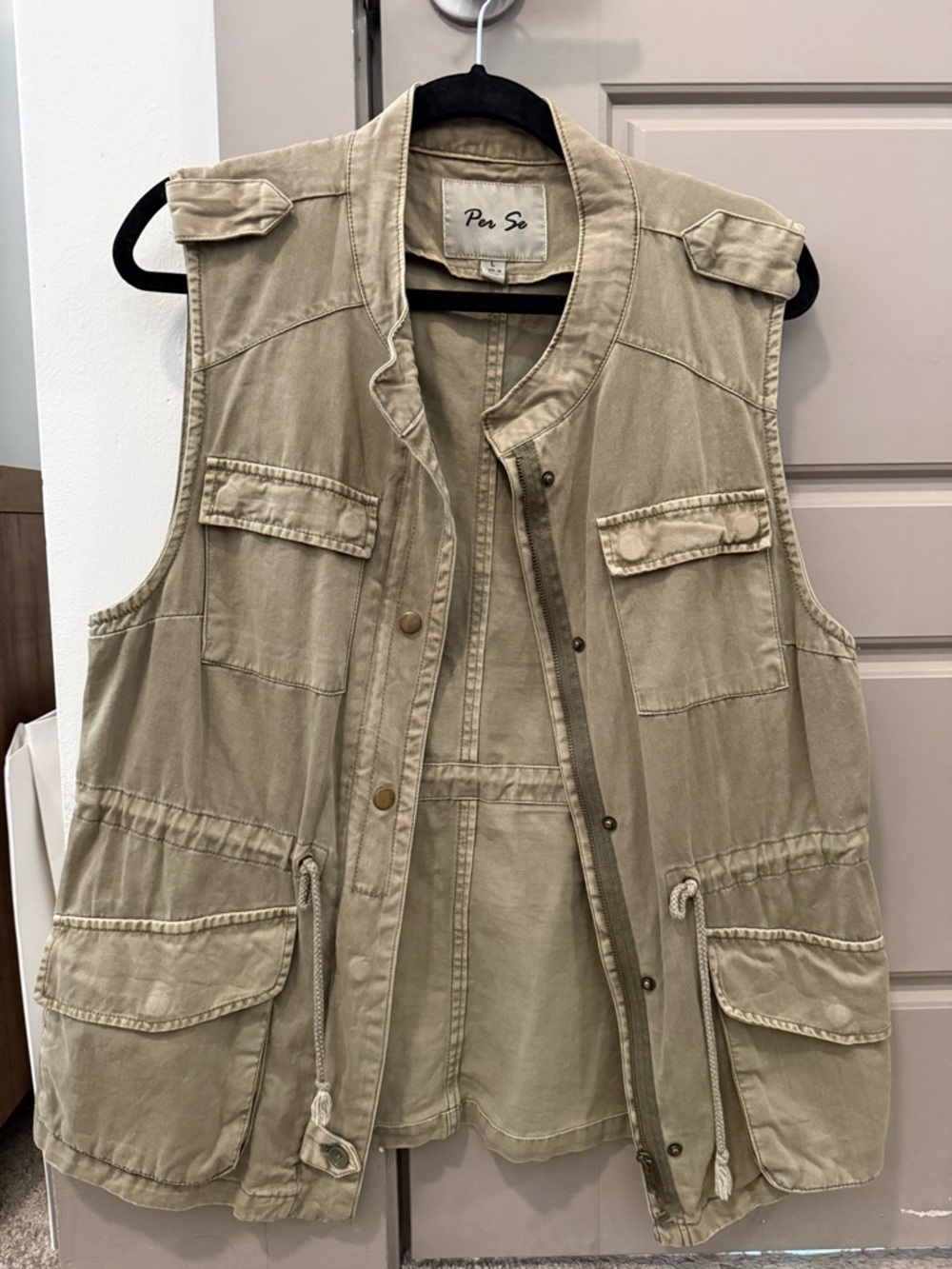 Per Se Khaki Utility Vest